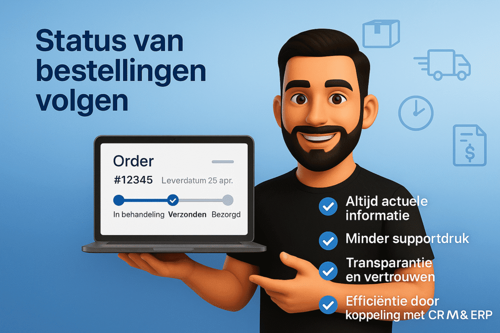 Status van je bestelling volgen in klantportaal voor ecommerce en sales crm sysytemen